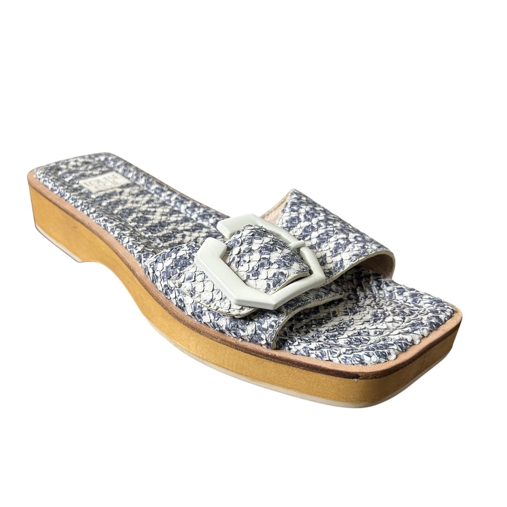 Louise et Cie Sandals 7 Elara Snakeskin Print Leather Platform Slide‎ Cream Grey